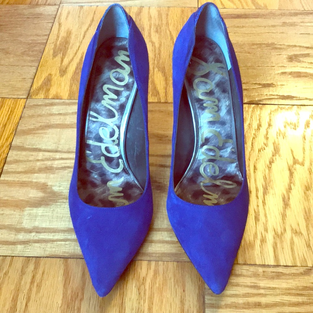 Cobalt blue suede stilettos